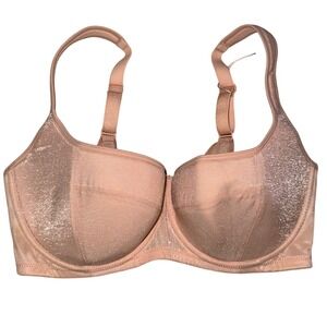HSIA Women's 34D Pink Sparkle Full Coverage Underwire Bra Adjustable Straps